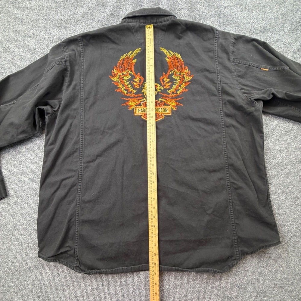 Vintage Harley Davidson Heavy Button‎ Down Shirt Size 2XL Eagle Shirt Black - Picture 4 of 16